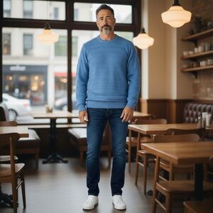 NWT L Tricots St. Raphael 100% Cotton Cable Knit Sweater – Brook Blue